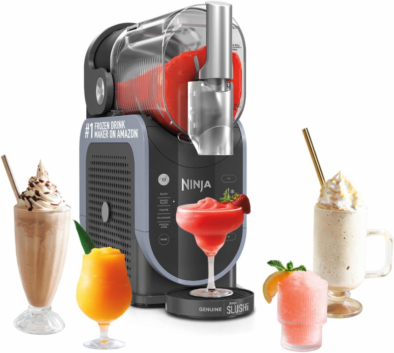 Ninja SLUSHi Frozen Drinks Maker, Create Slush, Frozen Cocktails, Frappé | Milkshakes & Frozen Juice, No Ice or Preperation Needed, WhisperChill Technology, 1.9l Capacity, Blue & Grey FS301UK
