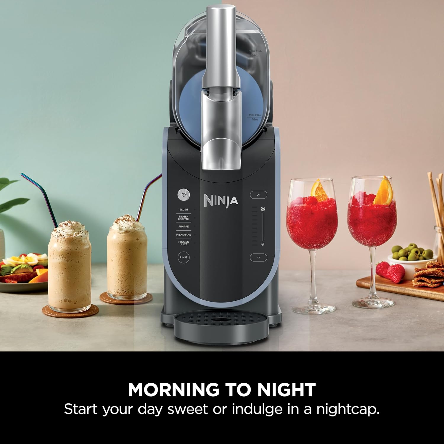 Ninja SLUSHi Frozen Drinks Maker, Create Slush, Frozen Cocktails, Frappé | Milkshakes & Frozen Juice, No Ice or Preperation Needed, WhisperChill Technology, 1.9l Capacity, Blue & Grey FS301UK