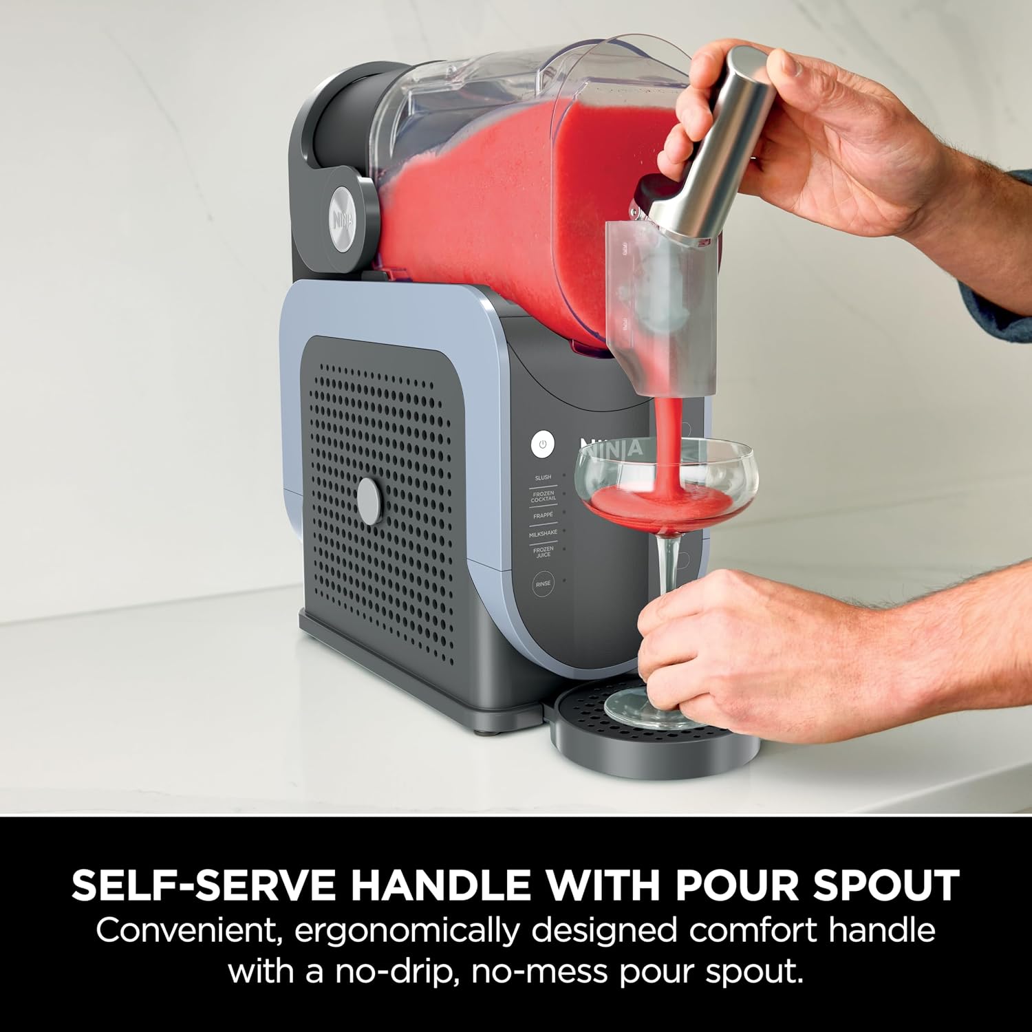 Ninja SLUSHi Frozen Drinks Maker, Create Slush, Frozen Cocktails, Frappé | Milkshakes & Frozen Juice, No Ice or Preperation Needed, WhisperChill Technology, 1.9l Capacity, Blue & Grey FS301UK